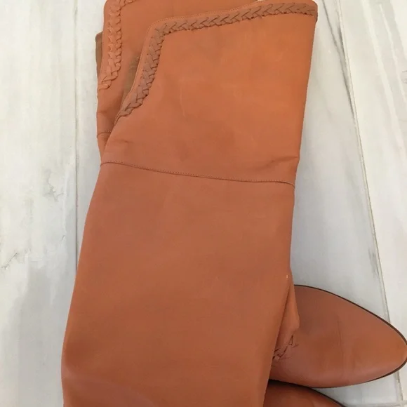 Anthropologie Candela Tan Braided Pull On Over The Knee Boots - SZ 8 - Picture 9 of 11